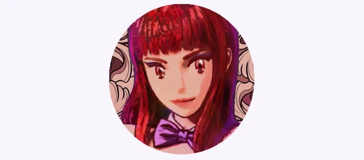 アールヌーボー風の葉模様の前で微笑むめぐみお
