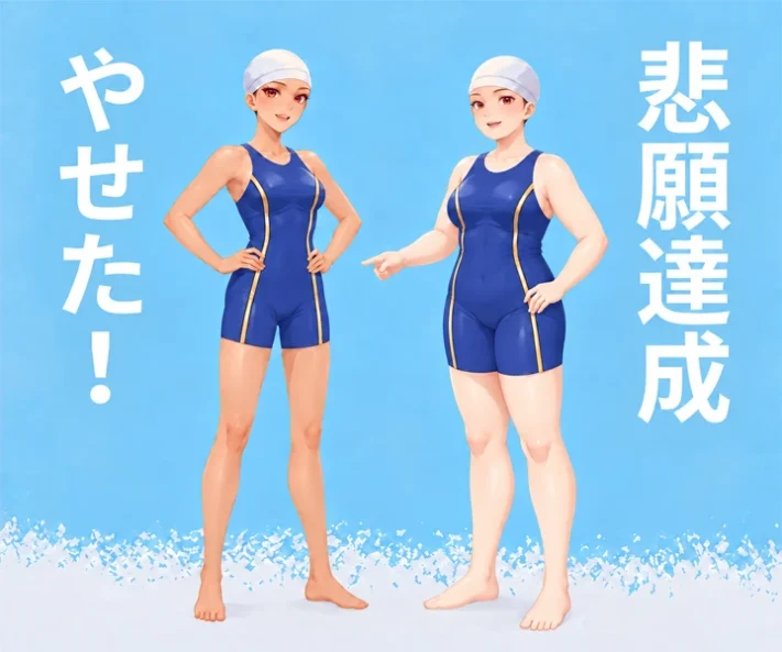悲願達成水泳部で痩せる